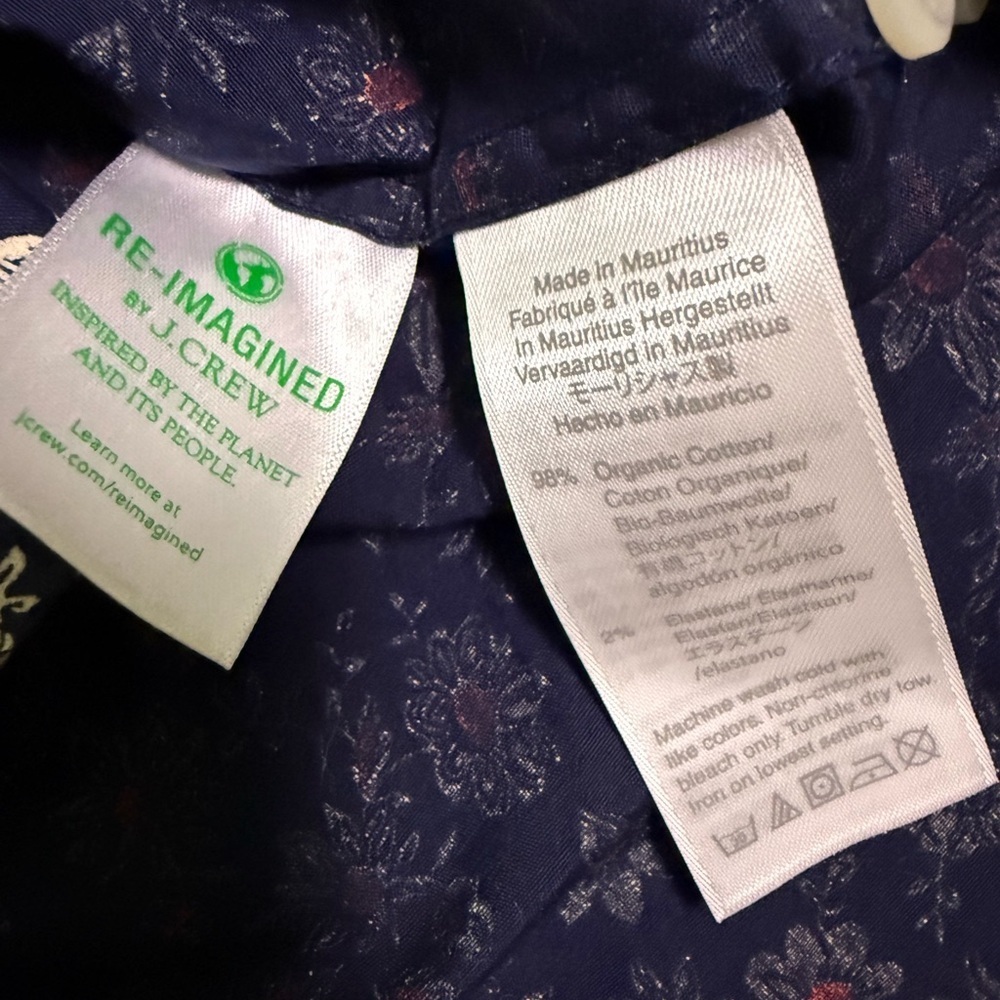 J Crew Navy Floral Organic Cotton Button Down S Shirt Cottagecore Coastal Preppy - Picture 4 of 5